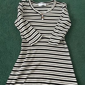 Little girls black and white stripe dress